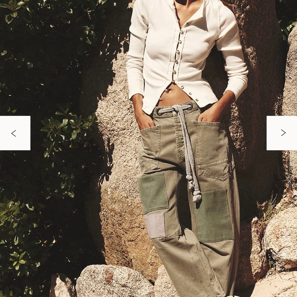 FP Movement by Free People Green Flare Wide Leg Jeans